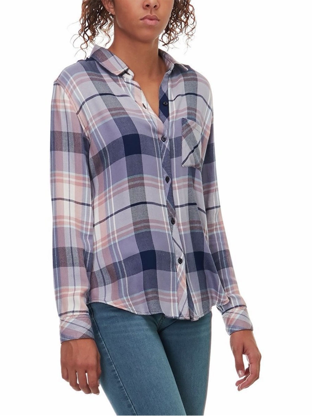 Rails Hunter Coast Long-Sleeve Button Up in Apricot and Cream